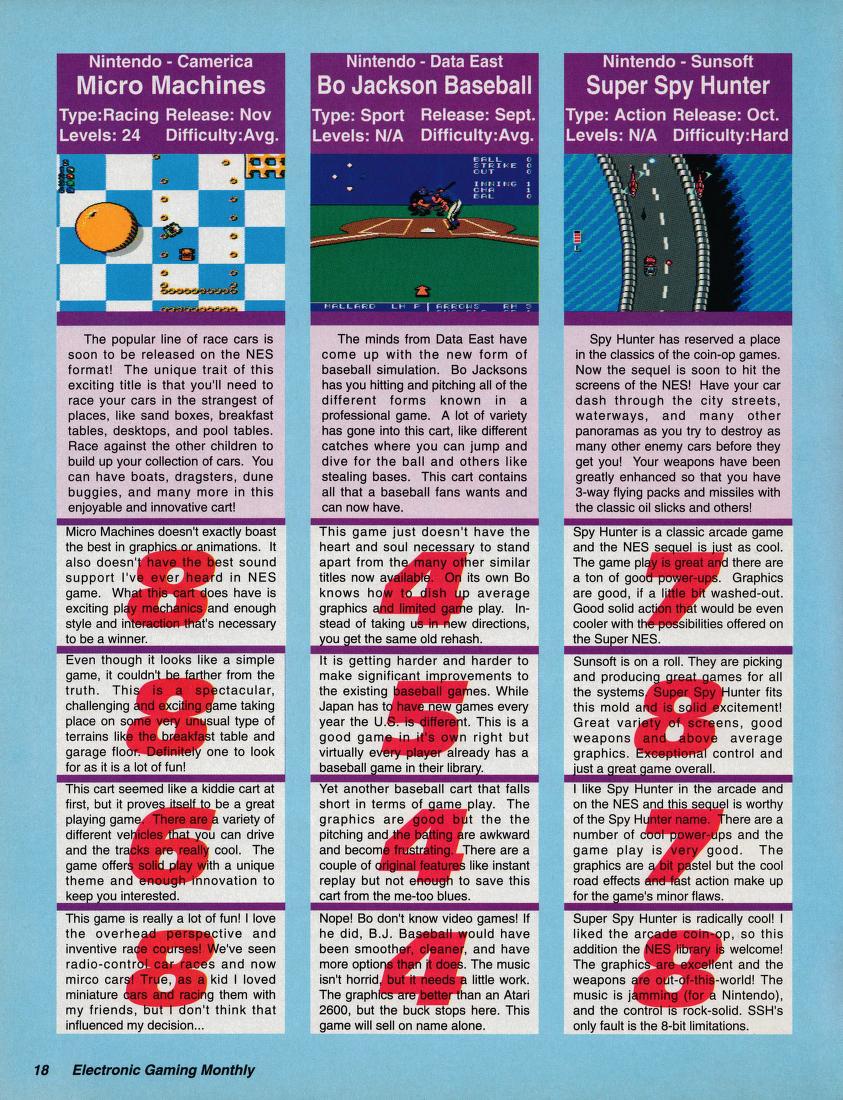 Bo Jackson Baseball Review, Electronic Gaming Monthly October 1991 page 18