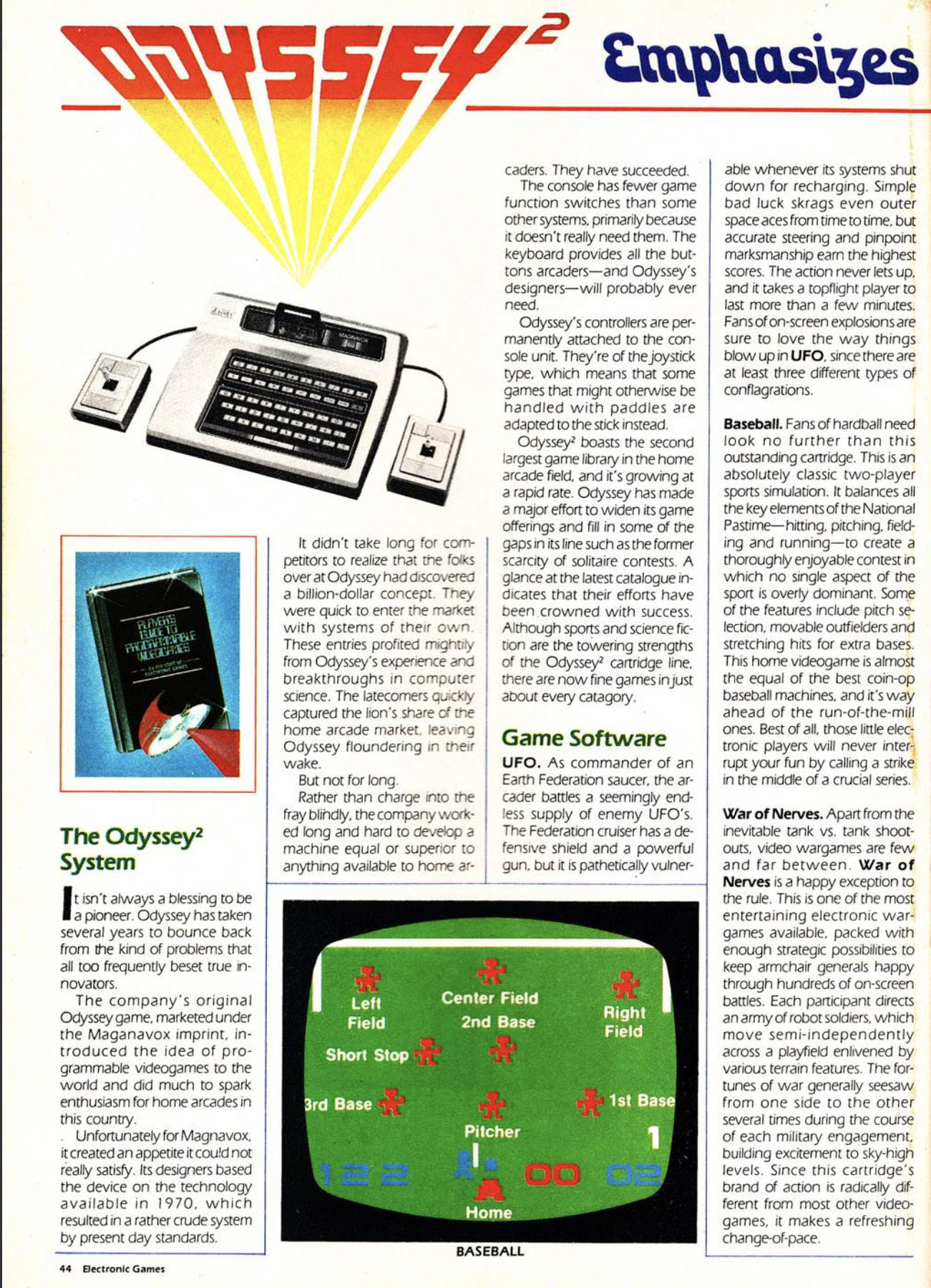 Odyssey2 Emphasizes Sports and Science Fiction, Electronic Games Winter 1981 page 44