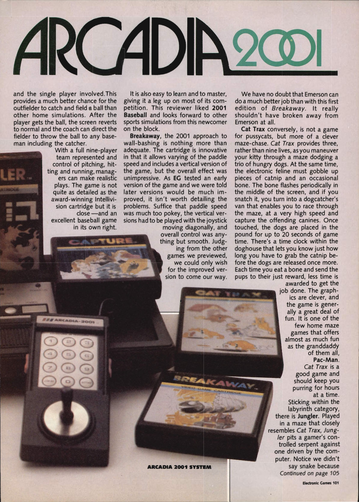 Emerson Arcadia 2001 - A Gamer's Evaluation, Electronic Games November 1982 page 101