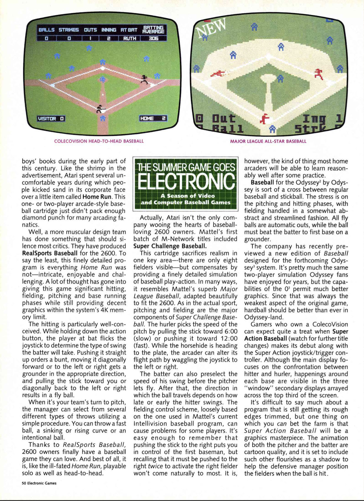 The Summer Game Goes Electronic, Electronic Games August 1983 page 50
