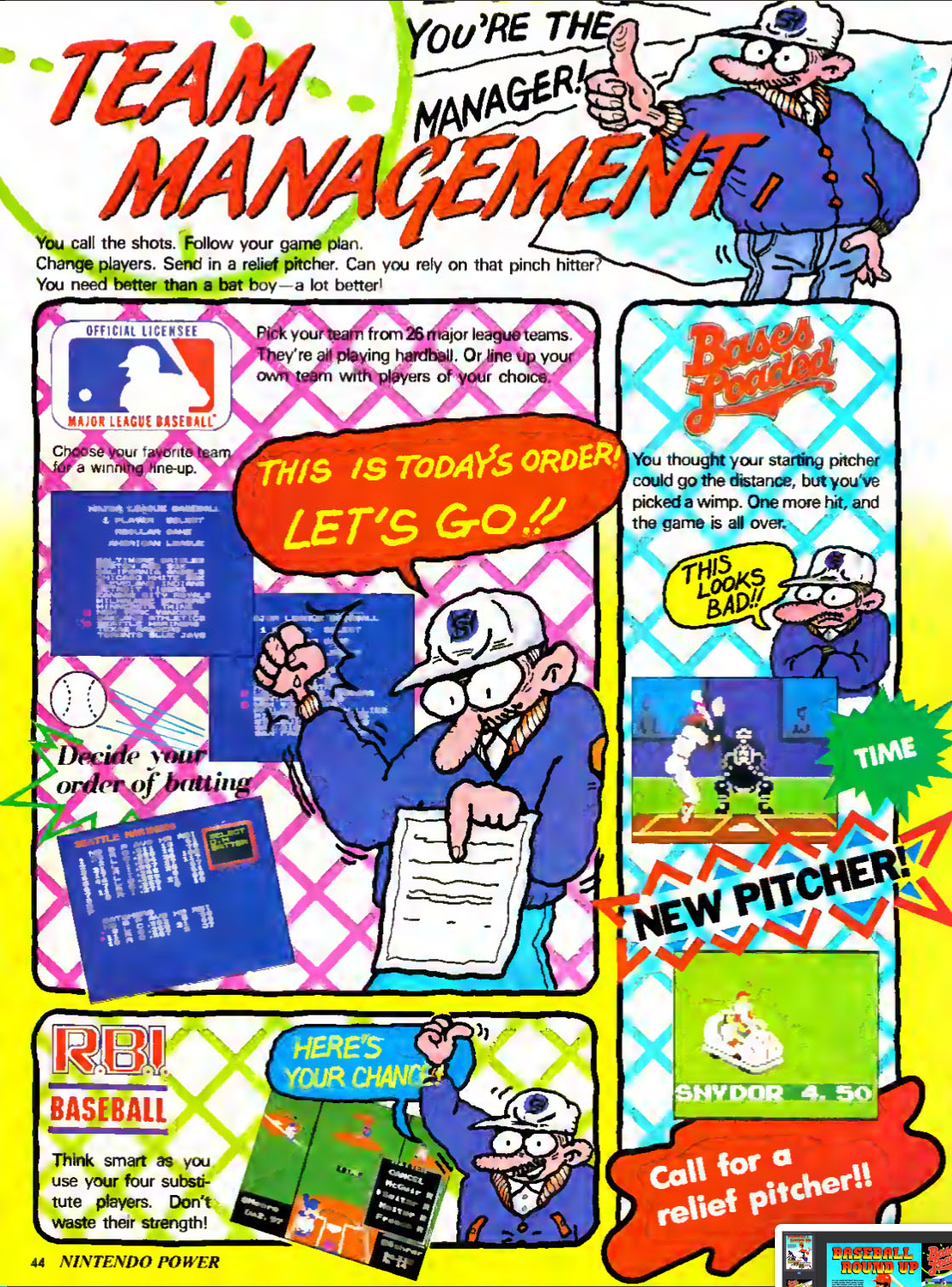 Baseball Round Up, Nintendo Power July-August 1988 page 44