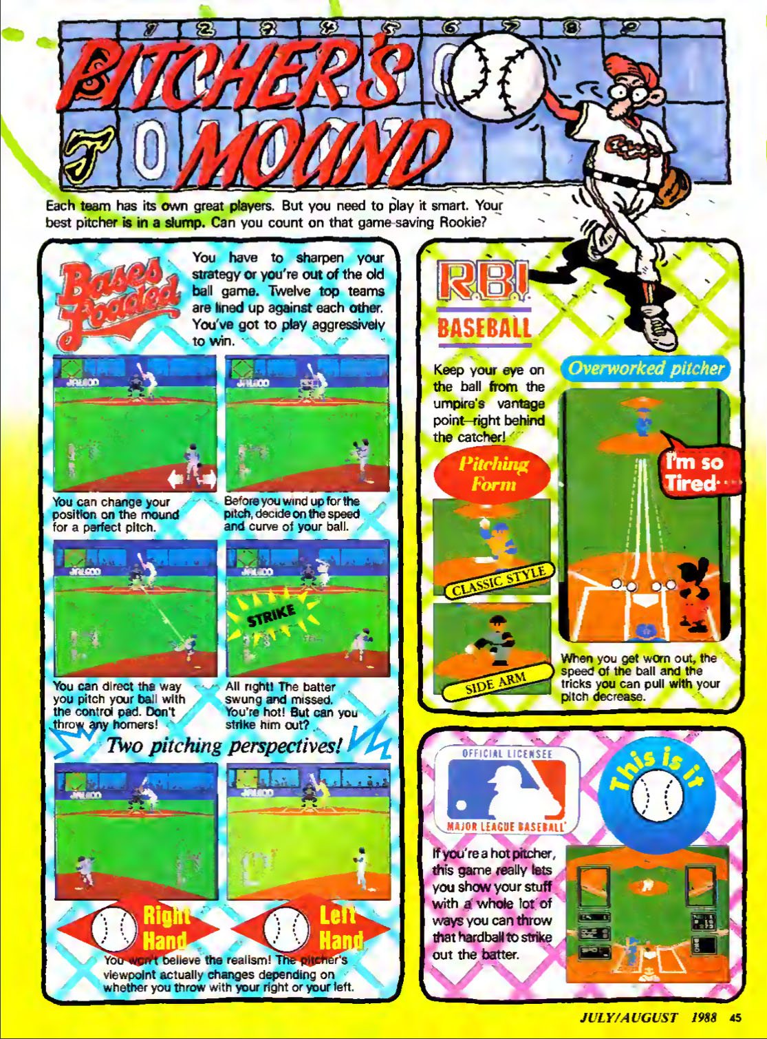 Baseball Round Up, Nintendo Power July-August 1988 page 45