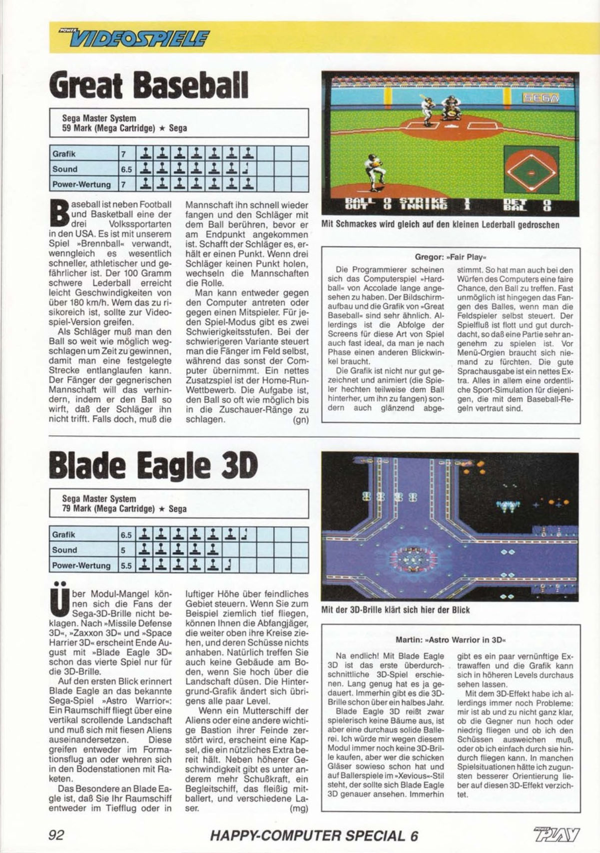 Great Baseball Review, Power Play July 1988 page 92