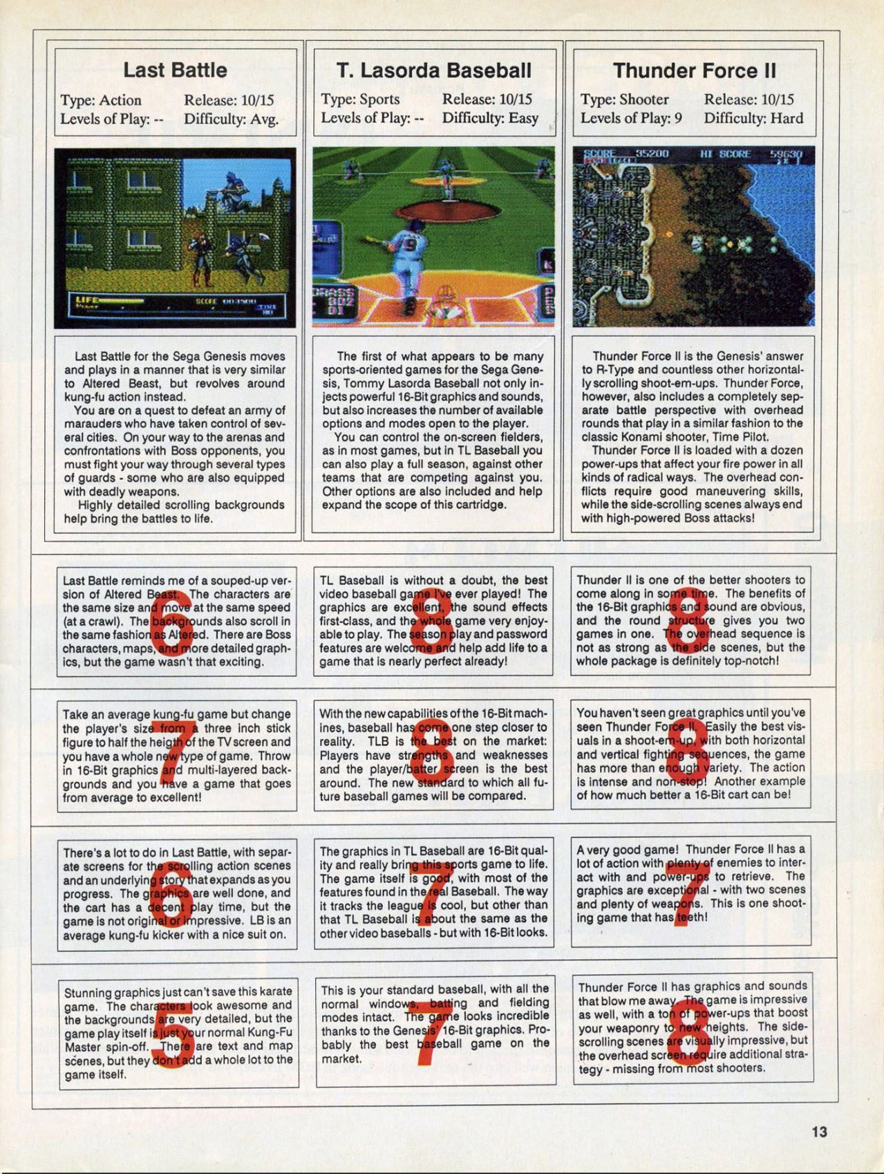 Tommy Lasorda Baseball Review, Electronic Gaming Monthly November 1989 page 13