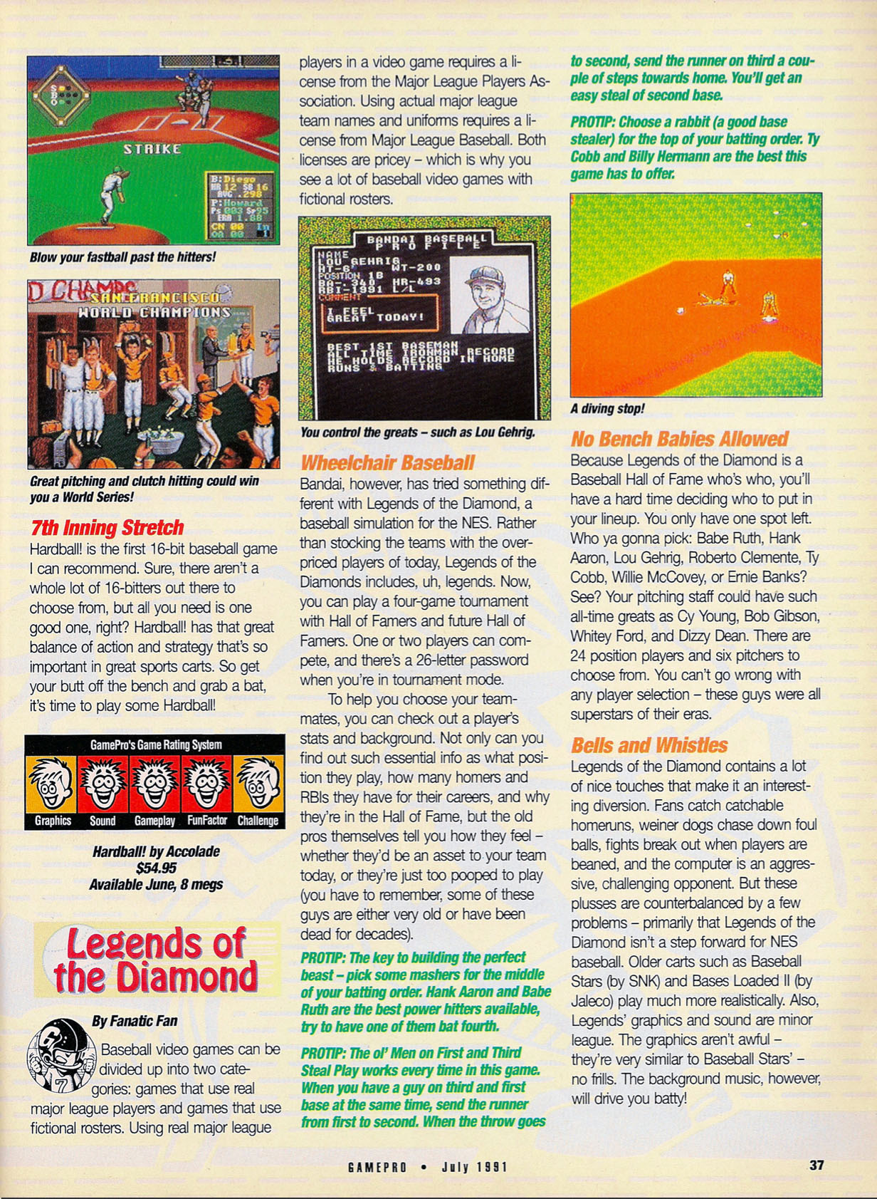 Baseball Blowout, GamePro July 1991 page 37