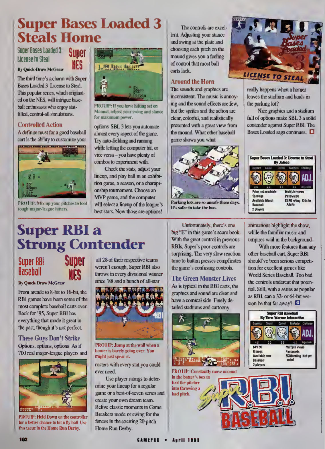 Super Bases Loaded 3 Steals Home, GamePro April 1995 page 102