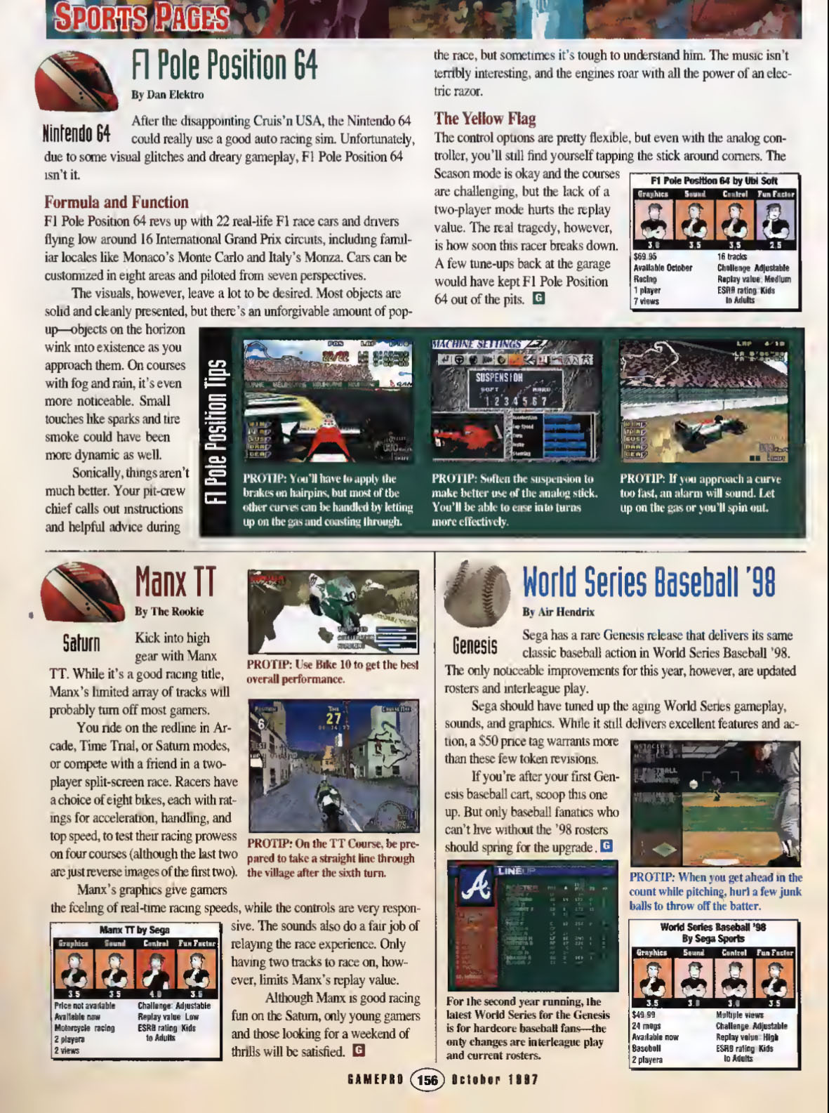 World Series Baseball '98 Review, GamePro October 1997 page 156