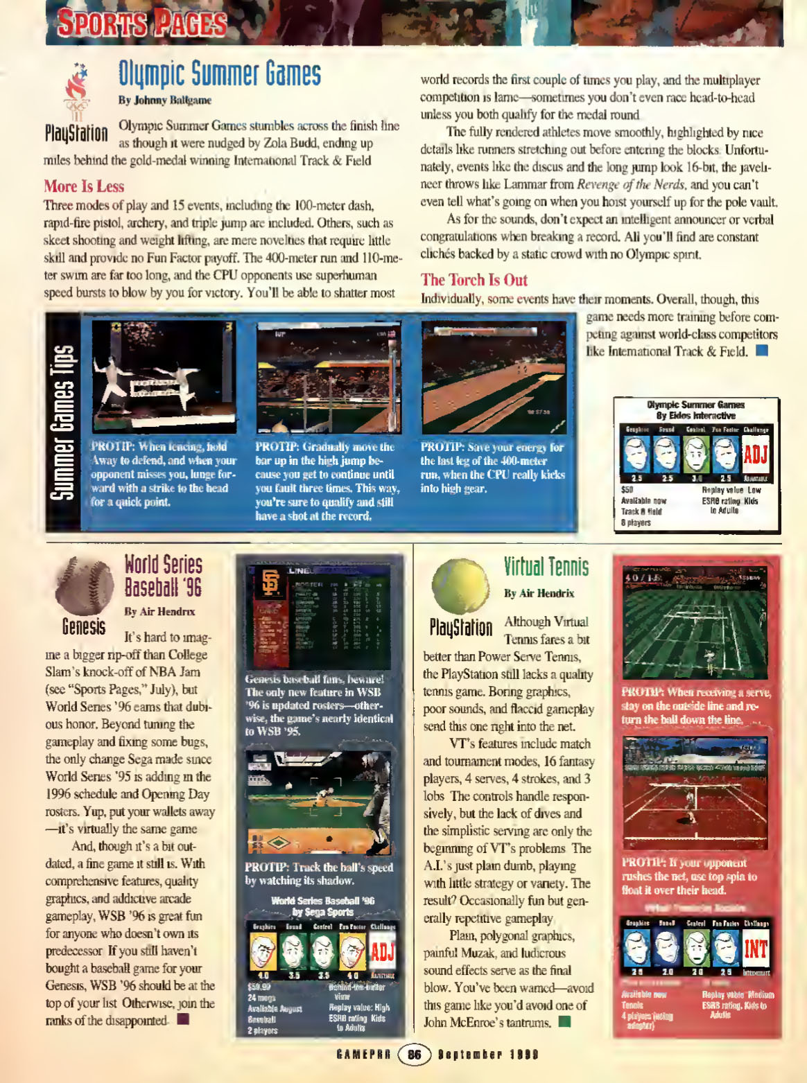 World Series Baseball '96 Review, GamePro September 1996 page 86
