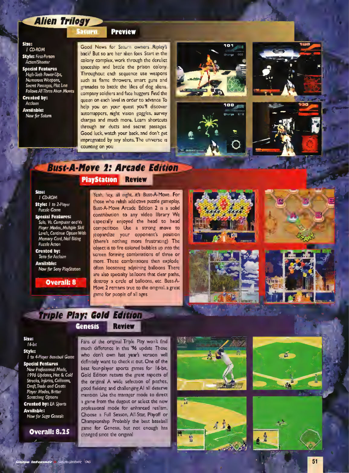 Triple Play: Gold Edition Review, Game Informer September 1996 page 51