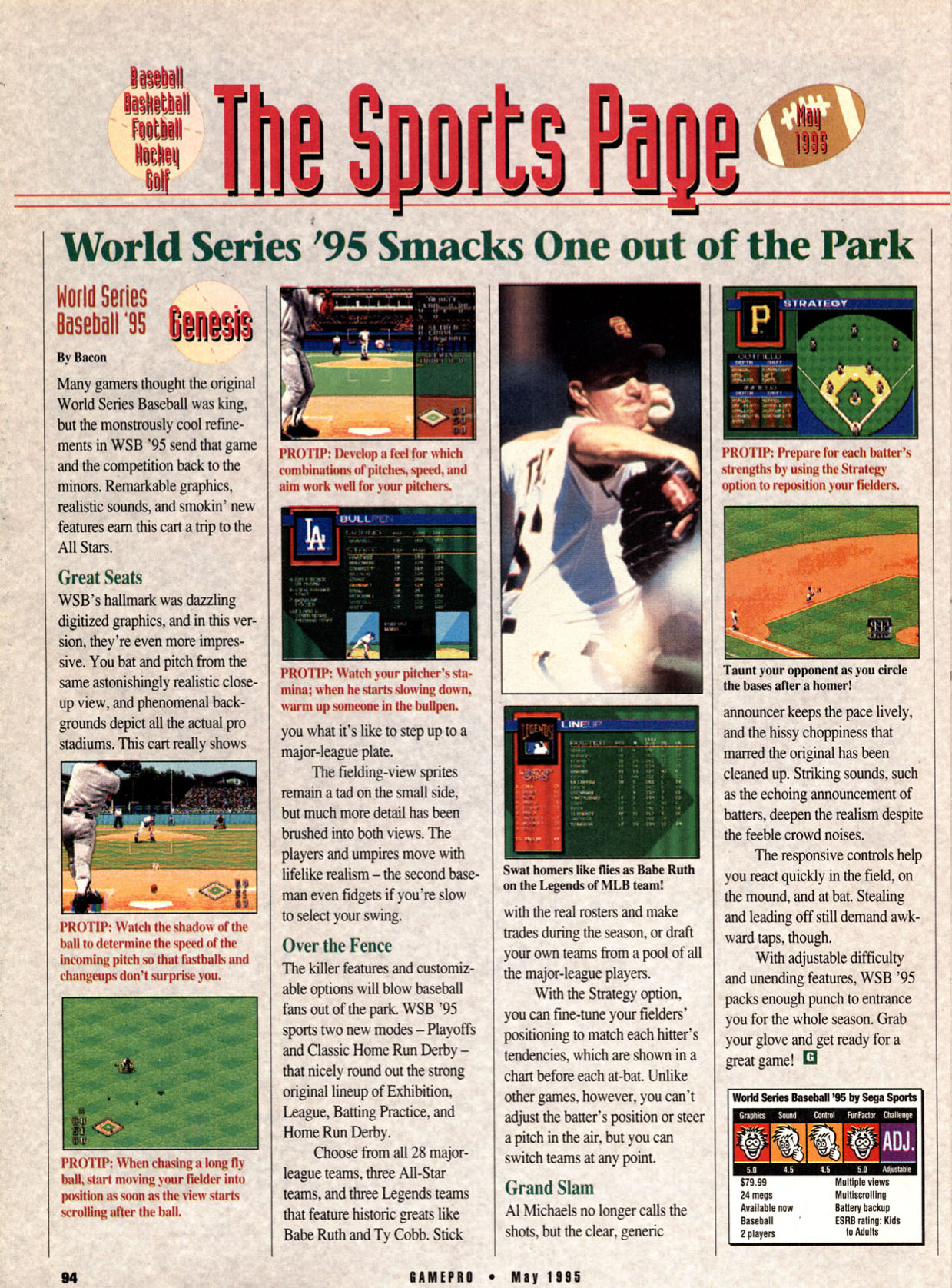 World Series '95 Smacks One out of the Park, GamePro May 1995 page 94