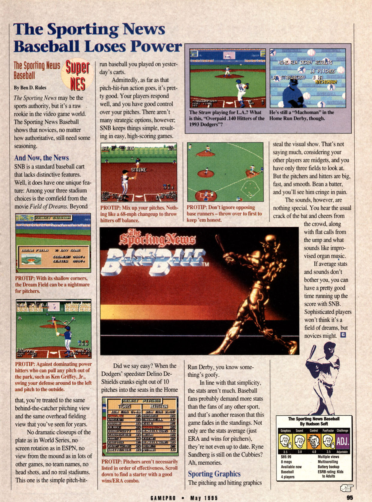 The Sporting News Baseball Loses Power, GamePro May 1995 page 95
