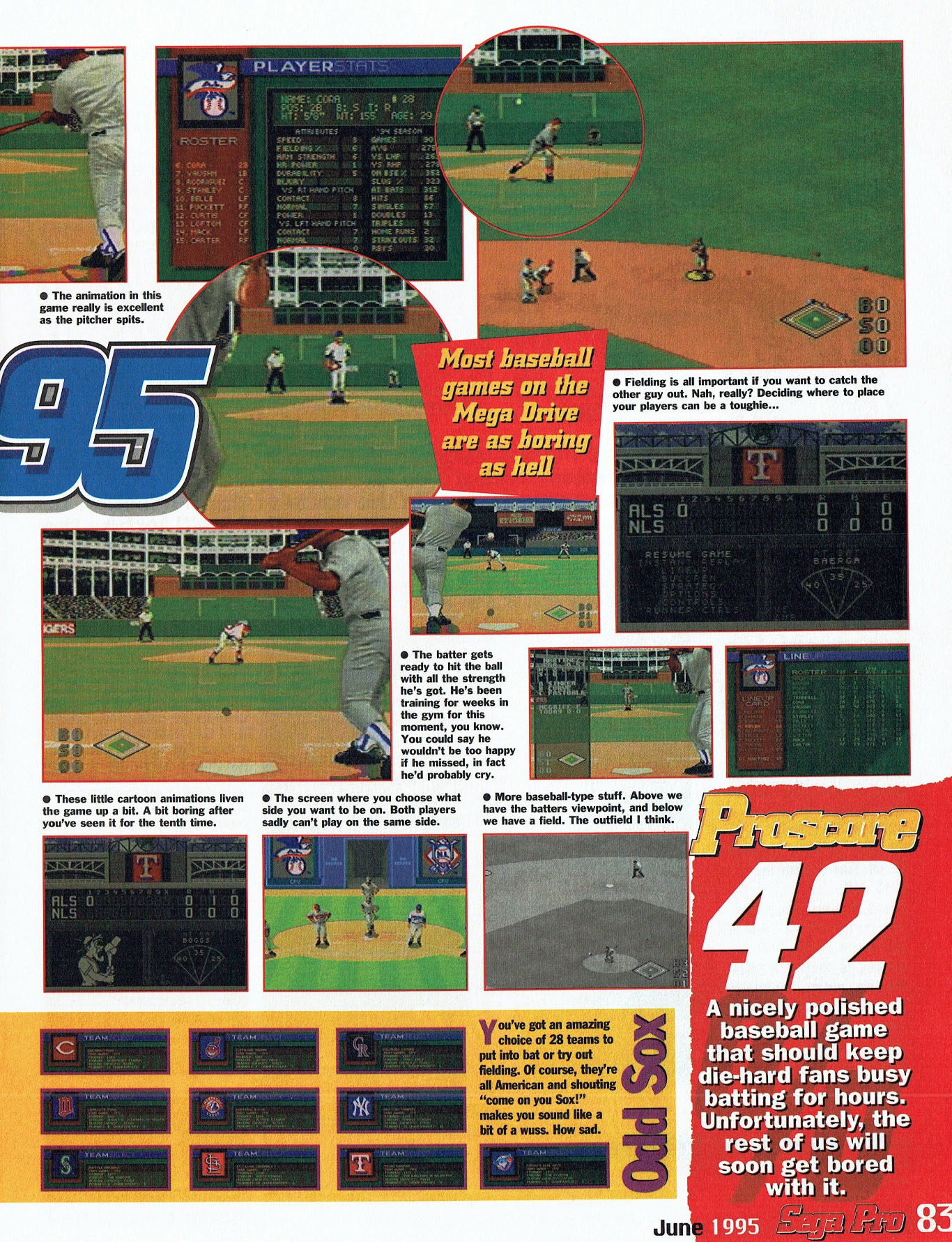 World Series Baseball '95 Review, Sega Pro June 1995 page 83