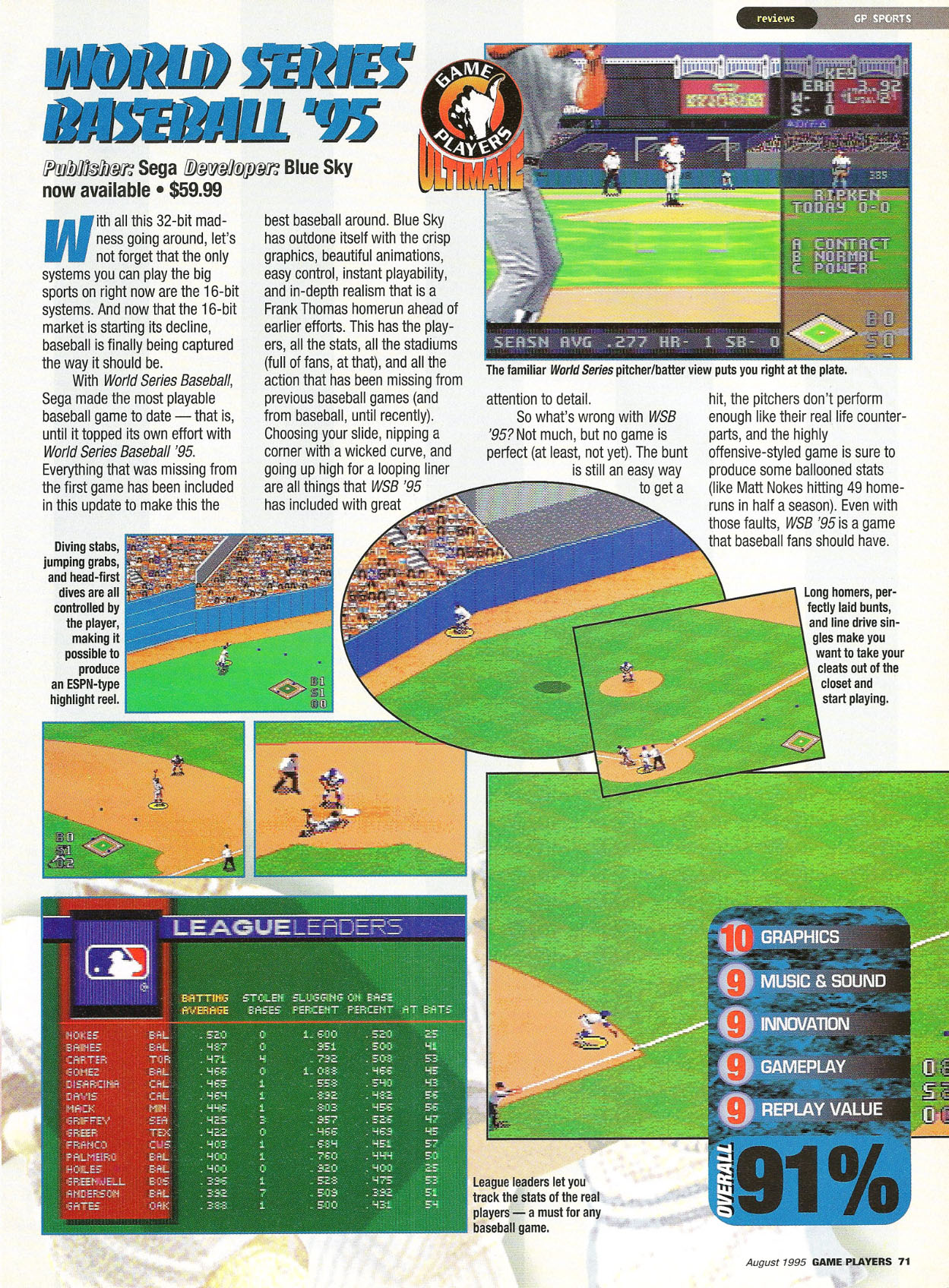 World Series Baseball '95 Review, Game Players August 1995 page 71