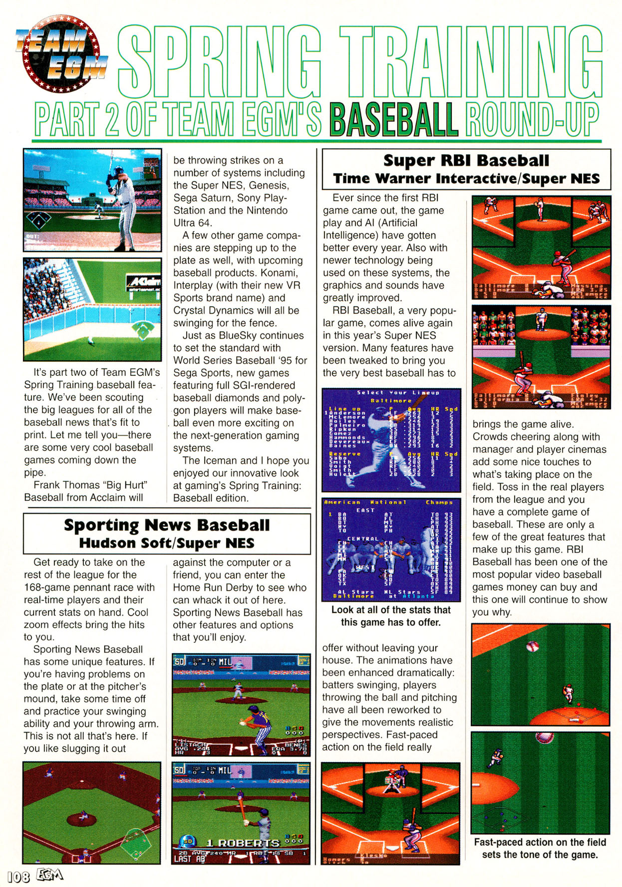 Spring Training Part 2, Electronic Gaming Monthly July 1995 page 108