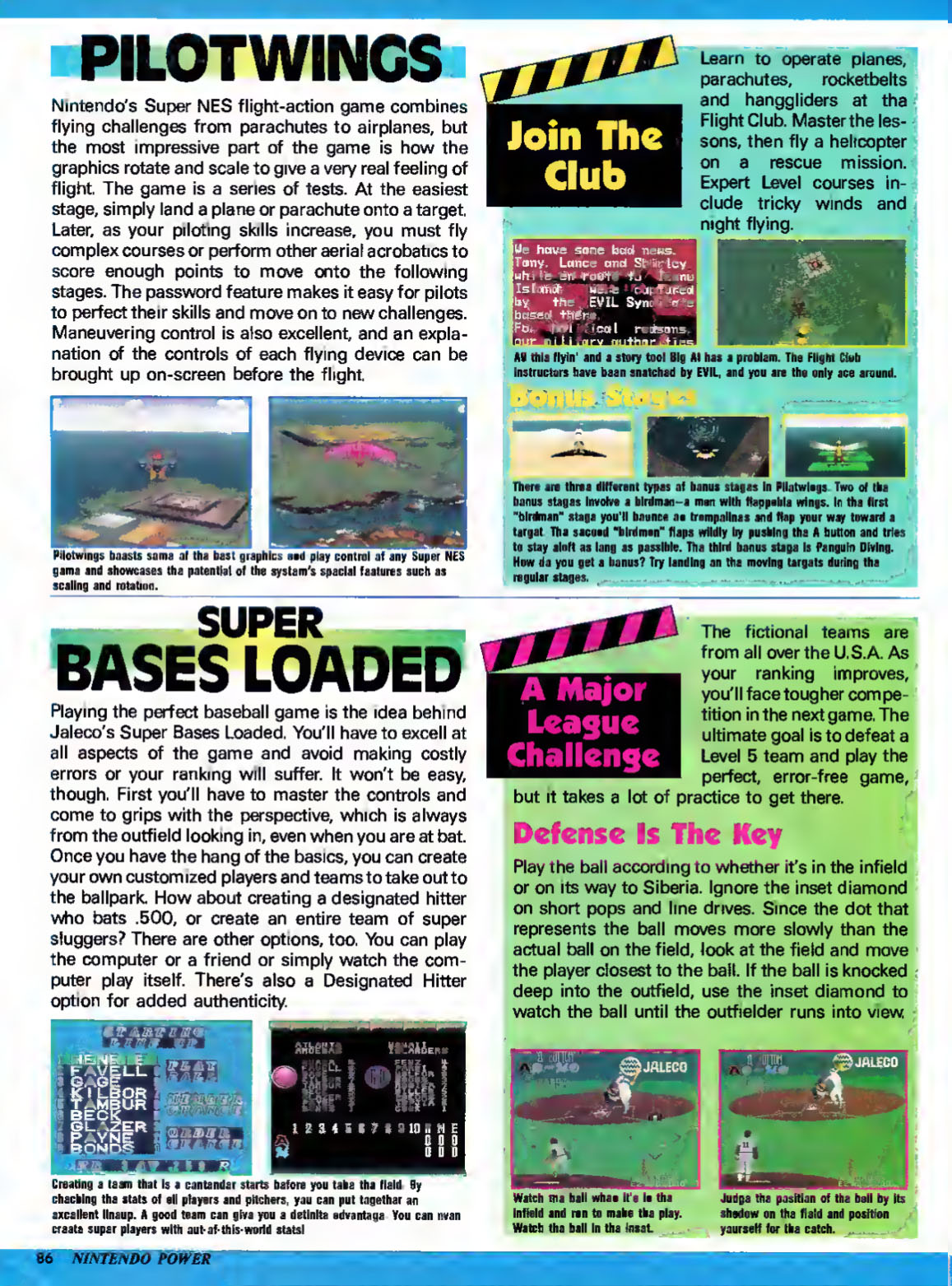 Super Bases Loaded Review, Nintendo Power October 1991 page 86