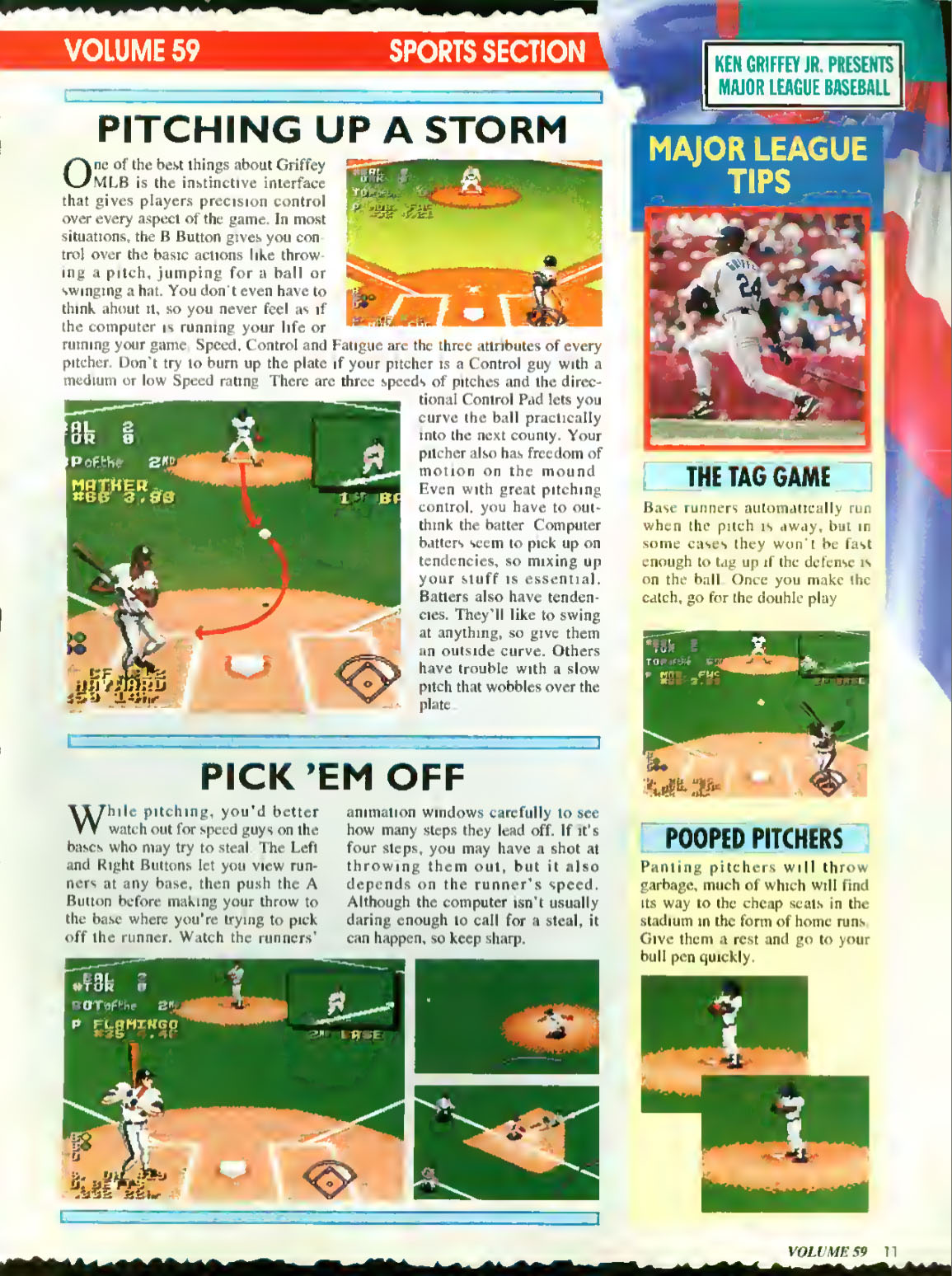 Ken Griffey Jr. Presents Major League Baseball, Nintendo Power April 1994 page 11