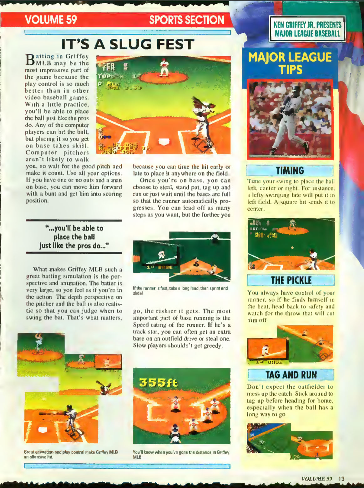 Ken Griffey Jr. Presents Major League Baseball, Nintendo Power April 1994 page 13