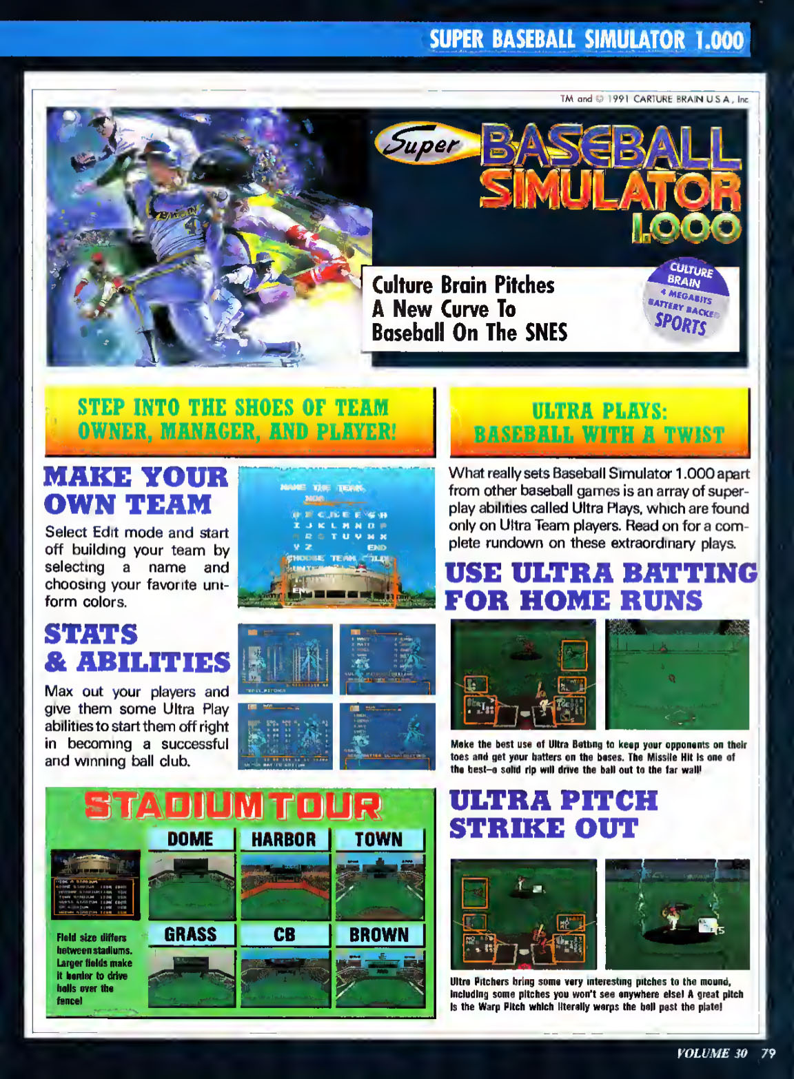 Super Baseball Simulator 1.000, Nintendo Power November 1991 page 79