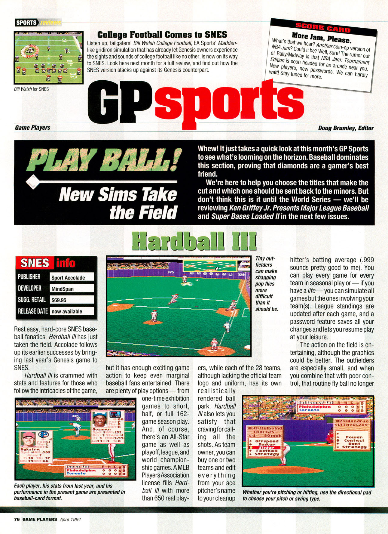 Play Ball!, Game Players April 1994 page 76