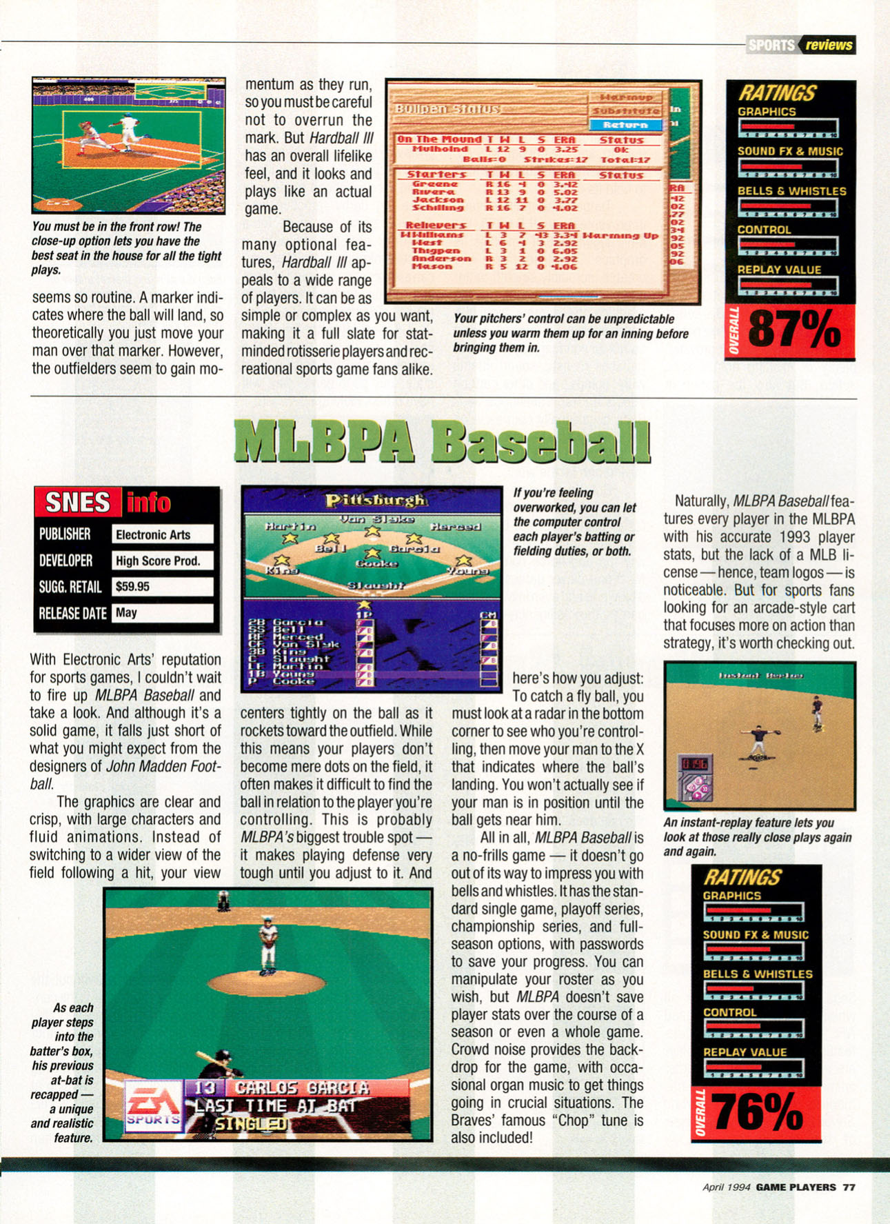 Play Ball!, Game Players April 1994 page 77