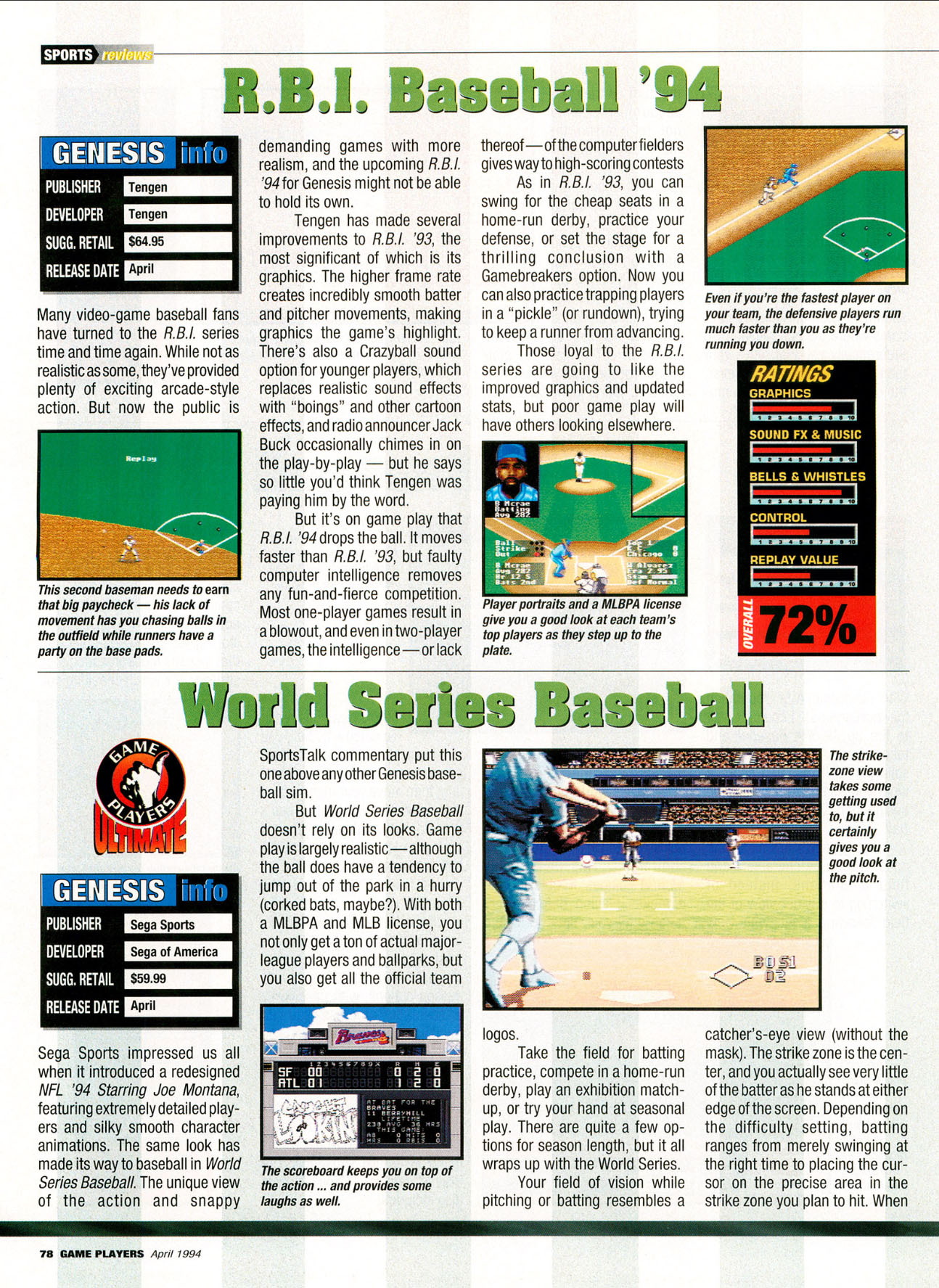 Play Ball!, Game Players April 1994 page 78