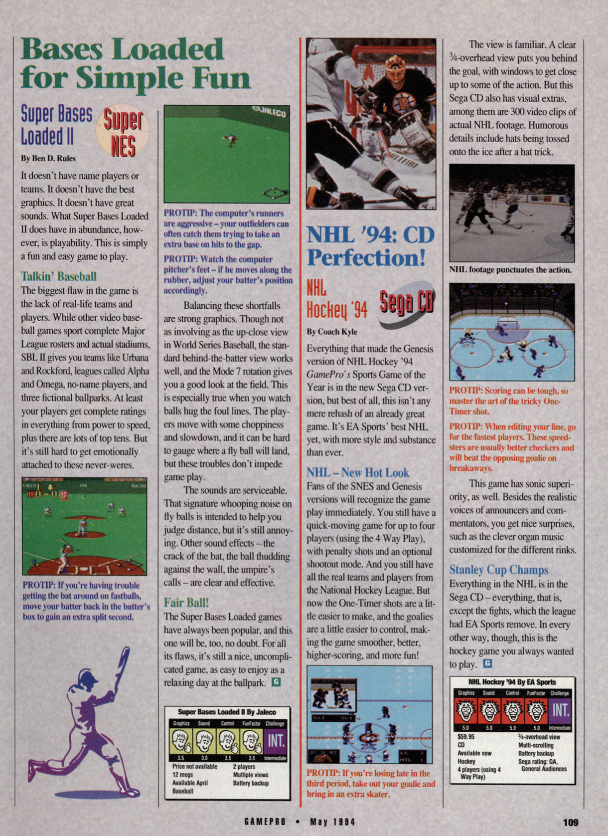 Baseball Bonanza, GamePro May 1994 page 109