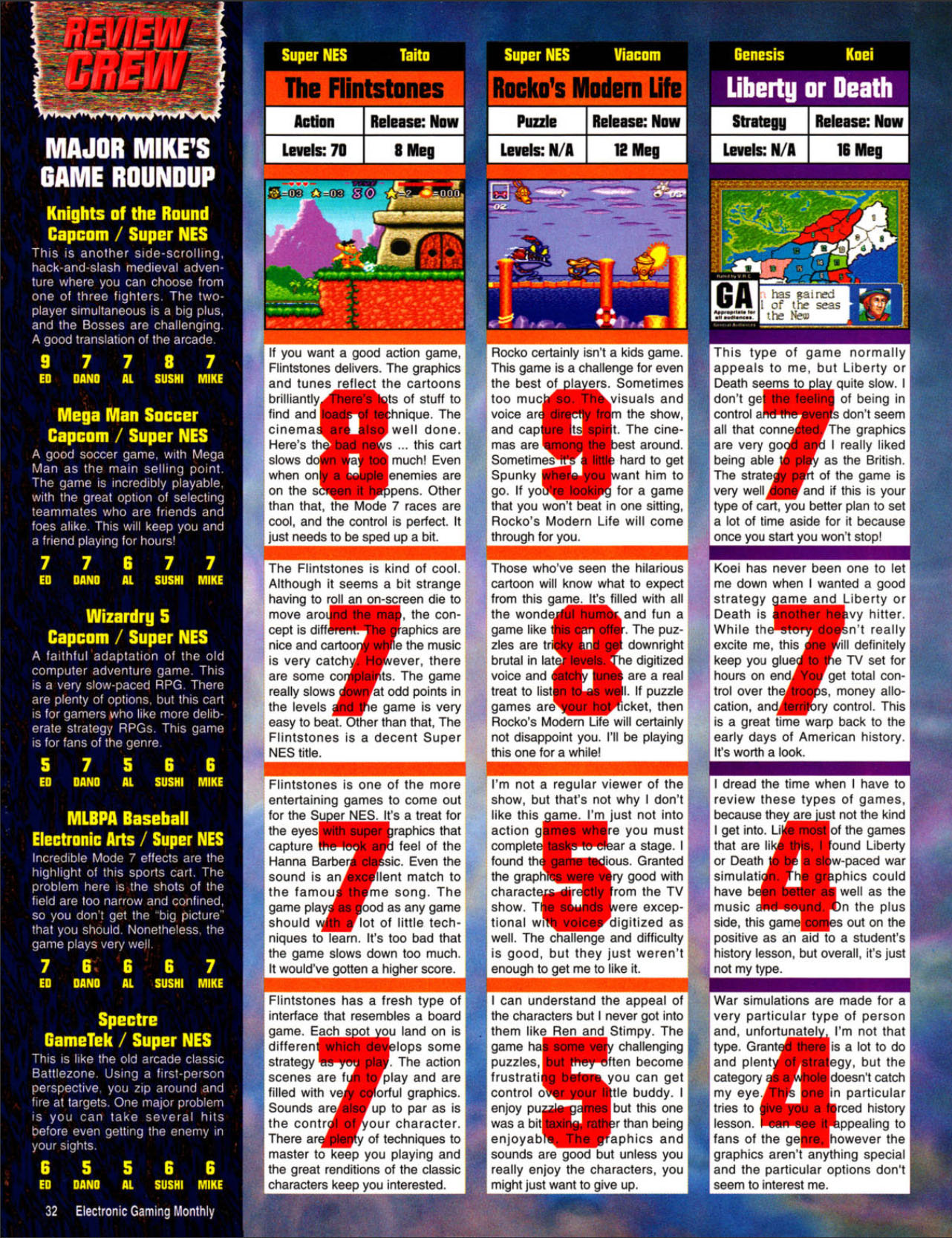 MLBPA Baseball Review, Electronic Gaming Monthly May 1994 page 32