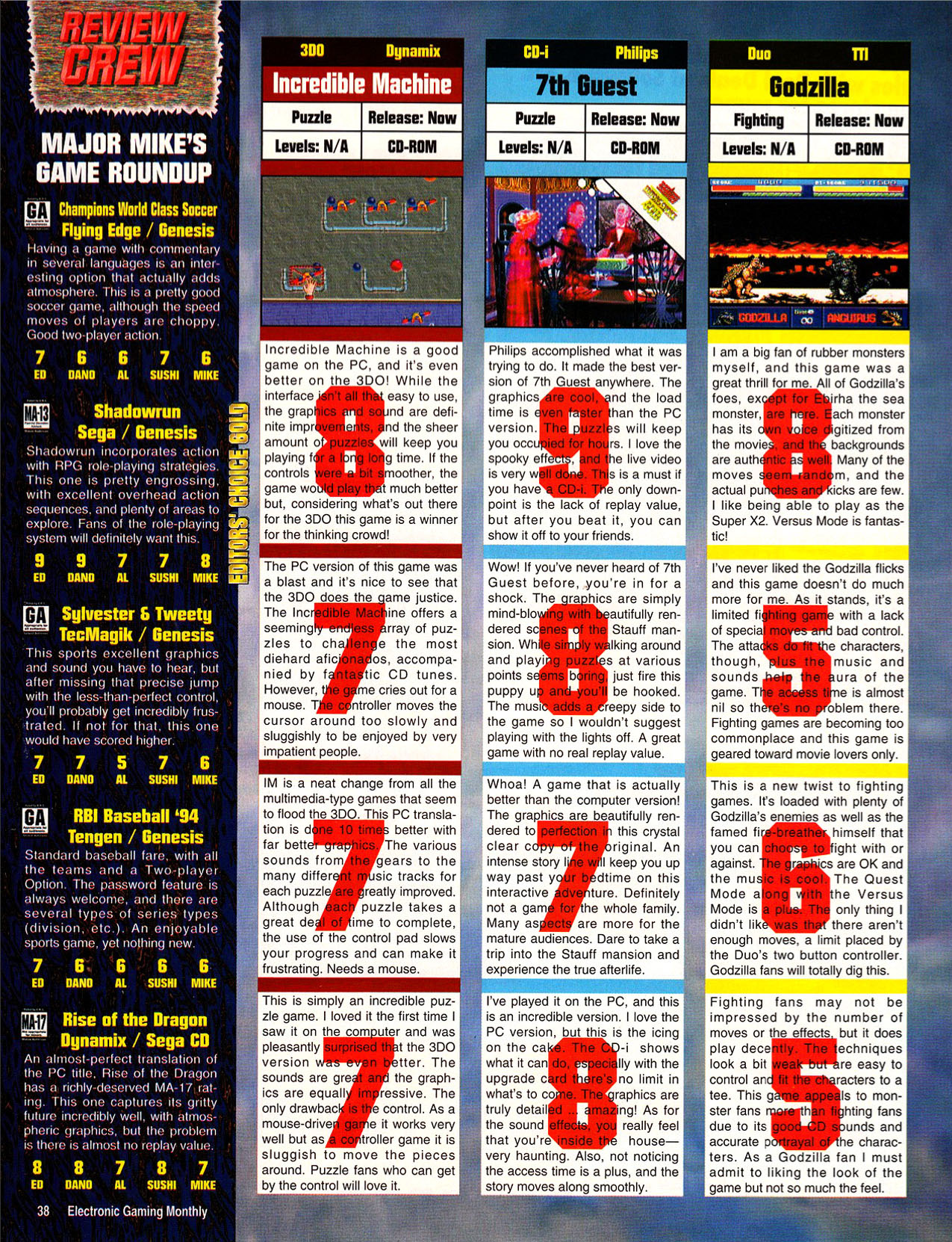 RBI Baseball '94 Review, Electronic Gaming Monthly June 1994 page 38