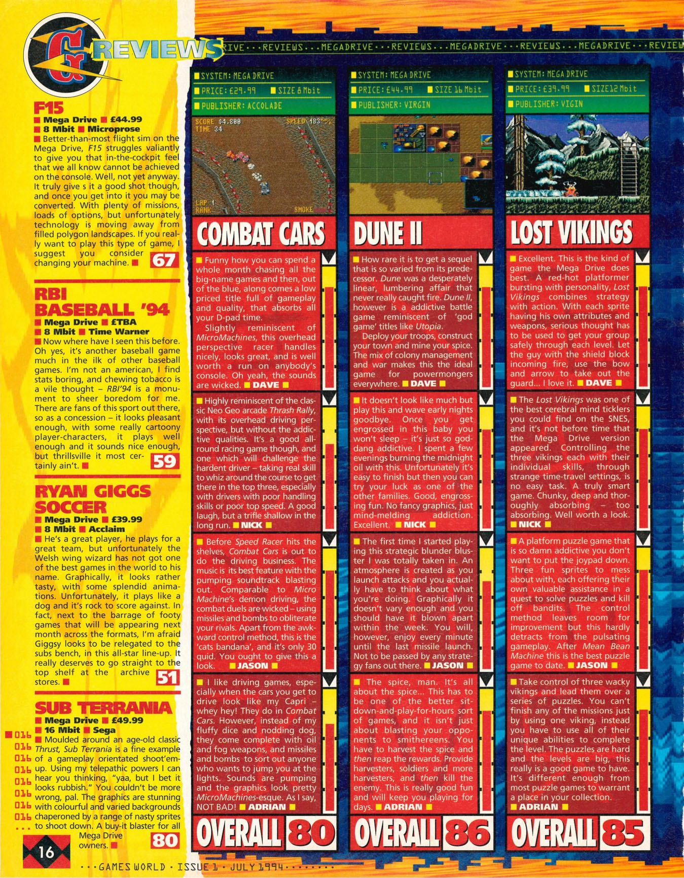 RBI Baseball '94 Review, Games World July 1994 page 16